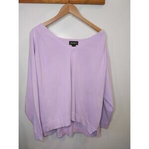 Eddie Bauer Cotton Sweater Women's 3X Lavender Wide Scoop Neck Relaxed Fit